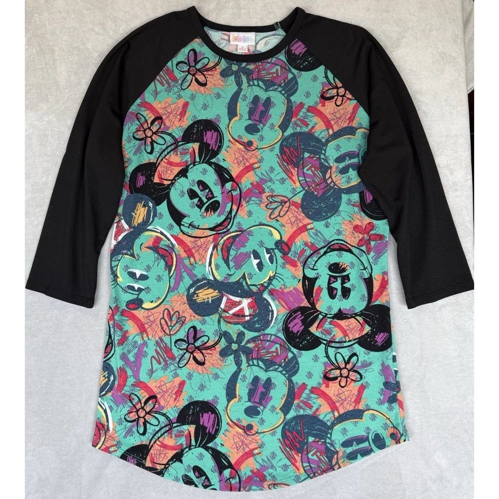Lularoe Disney Shirt Womens Small‎ Colorful Stretchy Randy Mickey Minnie Mouse